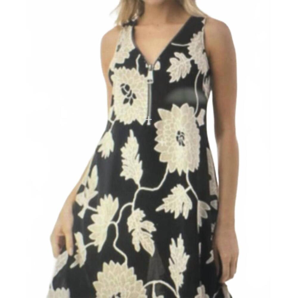 NEW ARIELLA floral zipper dress in black